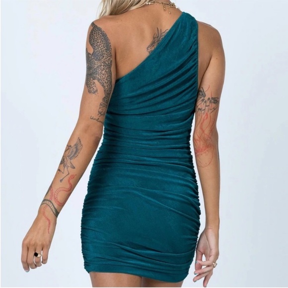 Princess Polly Lioness The Goddess Mini Dress Forest Green - Picture 3 of 9